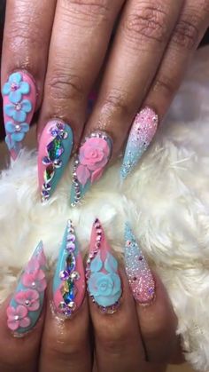 Pinterest | xbrattt ✝️💖✨ Da Brat, Crazy Nail Art, Purple Acrylic Nails, Super Cute Nails, Different Nail Designs, Ombre Acrylic Nails, Almond Acrylic Nails