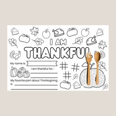 a thanksgiving thank card with a spoon and fork