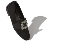 CARLTON | Black Suede Jewelled Buckle Loafers | Manolo Blahnik Elegant Suede Loafers For Party, Luxury Formal Shoe Clips, Luxury Suede Loafers For Party, Luxury Suede Party Loafers, Buckle Loafers, Black Jewel, Suede Slippers, Designer Slippers, Mens Slippers