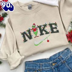 Grinch Christmas Snow Vintage Grinch Christmas Embroidered Shirt Introducing our Embroidered Sweatshirts – the perfect fusion of comfort and style. Crafted from premium, soft cotton-blend fabric, these sweatshirts are designed to keep you cozy while making a fashion statement. Each piece features intricate embroidery that adds a touch of elegance and individuality, elevating the classic... Vintage Grinch, Nike Christmas, Christmas Sweatshirt Ideas, Preppy Christmas, Cute Shirt Designs, School Looks, Grinch Christmas, Christmas Snow, Snowman Christmas