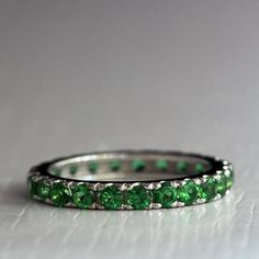 Emerald Eternity ring Green stone eternity ring | Etsy Elegant Green Stackable Eternity Band, Classic Green Eternity Promise Ring, Classic Green Eternity Band For Anniversary, Elegant Green Gemstone Eternity Band, Green Emerald Eternity Band Fine Jewelry, Green Half Eternity Fine Jewelry Band, Classic Green Stackable Eternity Band, Classic Green Gemstone Eternity Band, Classic Green Stackable Rings For May Birthstone