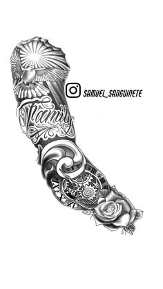 a black and white photo of a tattoo design