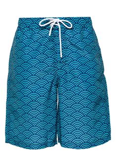 blue Seigaiha all-over print elasticated drawstring waistband two side slit pockets rear flap pocket eyelet detailing unlined front touch-strap fastening Be mindful to try on swimwear over your own garments. City Shorts, Balenciaga Track, Be Mindful, Balenciaga Triple S, Printed Swim, Summer Beach Wear, Athletic Sneakers, Espadrille Shoes, Drawstring Waistband