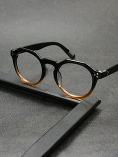 A Men Color Block Black/Brown Personality Stylish Oval Small Frame Eyeglasses With Stud Design Anti-Blue Light Glasses Professional Anti-Computer/Mobile Radiation Glasses Suitable For Daily Wear Clear Glasses Blue Light Glasses Accessories      Plain    Men Accessories, size features are:Bust: ,Length: ,Sleeve Length: Stylish Glasses For Men, Stud Design, Frame Eyeglasses, Fashion Eye Glasses, Clear Glasses, Stylish Glasses, Men Eyeglasses, Small Frame, Eyewear Accessories