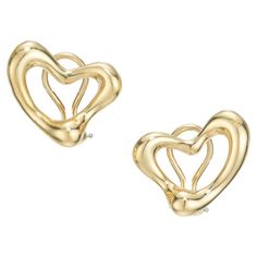 Tiffany & Co Elsa Peretti heavy solid 18k yellow gold clip post open heart earrings. No longer in production. 18k Yellow Gold Stamped: 750 Tiffany & Co Peretti. 16.9 grams. 13/16 x 7/8 inch. Tiffany & Co Heart Earrings, Gold Tiffany, Open Heart Earrings, Elsa Peretti, Gold Clips, Tiffany And Co, Open Heart, Gold Heart, Heart Of Gold