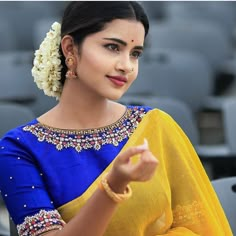 4,645 Likes, 8 Comments - Bride's Essentials (@bridesessentials) on Instagram: “What not to like about the Picture! So perfect... Beautiful @anupamaparameswaran96 in…” भारतीय दुल्हन संबंधी, Neck Blouse Designs, Blouse Designs High Neck, Boat Neck Blouse Design, Pattu Saree Blouse Designs, Boat Neck Blouse, Wedding Blouse Designs