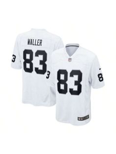 When Darren Waller is on the field, opposing teams take notice. Rep your Las Vegas Raiders fandom and admiration of one of the top players in the NFL with this jersey. The crisp design replicates the authentic jersey, giving you the perfect piece of gear for every Las Vegas Raiders game this season. 
Fit - Men's Nike Game Jerseys fit true to size and we recommend ordering one size larger than you normally wear for a looser fit or up two sizes if you plan on layering underneath the jersey 
Screen Varsity Jersey For Football Season, Varsity Football Season Jersey, Collegiate Football Season Jersey, White Fan Apparel Jersey For College, White College Fan Apparel Jersey, White Letter Print Jersey For Game Day, White Team Name Jersey For Fans, Fan Apparel White Jersey With Letter Print, White Fan Apparel Jersey With Letter Print