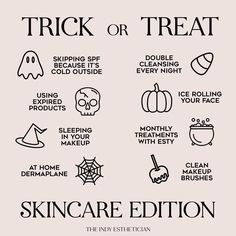 October Spa Specials, Halloween Med Spa Specials, Fall Skin Care Tips, October Esthetician Posts, Fall Skincare Quotes, Halloween Skincare Quotes, Skincare Information, Halloween Esthetician Post