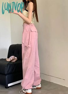 SPECIFICATIONS Style: Casual Age: JUNIOR Season: Summer Waist Type: HIGH Decoration: NONE Elasticity: Non Strech Fabric Type: Broadcloth Pattern Type: Solid Pant Style: Wide Leg Pants Material: Polyester Size S Waist 62 cm Hips 94 cm Length 99 cm M Waist 66 cm Hips 98 cm Length 100 cm L Waist 70 cm Hips 102 cm Length 102 cm XL Waist 74 cm Hips 106 cm Length 103 cm The above dimensions are measured manually in kind, and there will be a 1-3cm error due to different measurement methods. The relevan High Waist Wide Leg Trousers, Casual Cargo Pants, Sports Style, Pant Style, Wide Leg Trousers, Sport Fashion, Fashion Pants, Season Summer, Cargo Pants