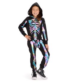 PRICES MAY VARY. FRONT AND BACK PRINT Bear your baby bones in a full-body design for the ultimate small spooky skeleton. HIDDEN FULL FRONT ZIPPER Spook the others with a tucked-away full front zipper that keeps the skeleton front and center. PRINTED HOOD WITH MESH EYE HOLES Let them take a nice nap or secretly see all the action in a full-body zip and an all-over design. PREMIUM CONSTRUCTION Built to last, our high-quality polyester material will have you bringing this costume back from the dead Halloween Skeleton Costume, Skeleton Halloween Costume, Eye Hole, Spooky Skeleton, Tipsy Elves, Skeleton Costume, Jumpsuit For Kids, The Skeleton