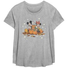 Give your wardrobe a festive Fall refresh with this Disney's Mickey Mouse And Minnie Mouse Pumpkin Harvest Plus Size Flowy Graphic Tee. © Disney FEATURES Scoopneck Short sleevesFABRIC & CARE Cotton, polyester Machine wash Imported Size: 1X. Color: Heather Gray. Gender: female. Age Group: adult. Fall Refresh, Minnie Mouse Pumpkin, Mouse Pumpkin, Mickey Mouse And Minnie Mouse, Pumpkin Harvest, Disney Mickey Mouse, Disney Mickey, Fabric Care, Womens Clothing Tops