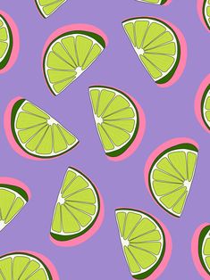 lime slices on a purple and pink background