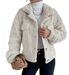 Women's Jacket Lapel Plush Comfortable Casual Thickened Solid Casual Coats For Women, Outerwear Trends, Plush Coat, Winter Collars, Middle Age Fashion, Mode Casual, Flannel Jacket, Teddy Jacket, Collars For Women