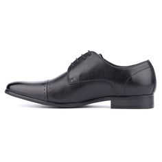 The definition of classic. This dress shoe features a fold over captoe for a clean look. Its perforation holes add to the elegant style and keep details to a minimum. Black Formal Oxfords With Perforated Toe Box, Formal Black Oxfords With Perforated Toe Box, Black Oxfords With Perforated Toe Box For Formal Occasions, Black Oxfords With Perforated Toe Box For Formal Wear, Formal Black Dress Shoes With Perforated Toe Box, Black Dress Shoes With Perforated Toe For Formal Occasions, Classic Formal Derby Shoes With Perforated Toe Box, Black Business Dress Shoes With Perforated Toe Box, Black Business Dress Shoes With Perforated Toe