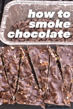 Smoked Chocolate is the sweet treat that you didn't know you needed! That smoke flavor paired with the chocolate chips creates the perfect dessert! Perfect for enjoying other types of desserts or eating as it is! Smoked Deserts Recipes, Charcoal Smoker Recipes, Smoked Snacks, Smoked Dessert, Smoked Desserts, Smoked Ribs Rub, Bbq Deserts, Ribs Rub, Smoked Chocolate