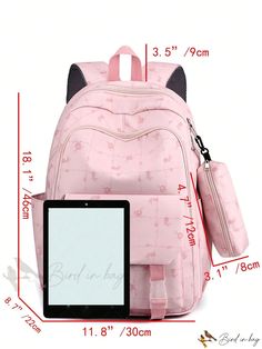 Bird in Bag - Claic Cartoon Print Backpack with Pencil Case for School, Ideal for Graduates, Teens, Freshman, Sophomores, School Bags With Pen Slots For Back To School, Casual Portable Pencil Case For School, Trendy School Bags With Pen Slots, Trendy Student Bag With Pen Slots, Casual Bags With Pen Slots For Everyday Use, Casual Pencil Case For Back To School, Pencil Bags For Everyday Use And Back To School, Back To School Pencil Bags For Everyday Use, Pencil Case For School