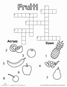 the crossword puzzle with fruits and vegetables to help kids learn how to read it