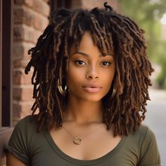 Voluminous Curly Faux Locs Brown Dreads Black Women, Dark Brown Locs, Short Boho Locs, 50 Locs, Loc Curls, Short Faux Locs, Brown Locs, Loc Appreciation, Curly Locs