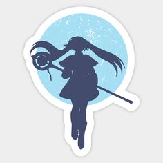 the silhouette of a girl holding a flower in one hand and an umbrella in the other