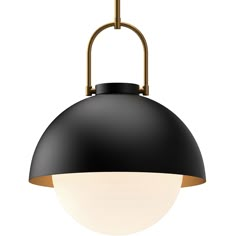 a black and white light hanging from a ceiling fixture