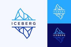 the iceberg logo is shown in three different colors