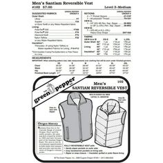 the pattern for men's vests is shown