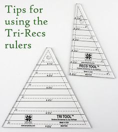 two triangular rulers with the words tips for using the tri - recs rules on them