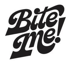 the word bite me written in black and white