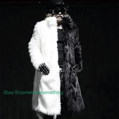 Mens Faux Fox Mink Fur Trench Outwear Hot Winter Warm Long Jacket Overcoat Party | eBay Shopping Ideas, Long Jacket, Cordial, Mink Fur, Fashion Mens, Party Fashion, Warm Winter, Mens Jackets, White And Black