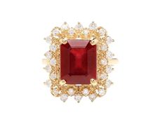 Luxury Red Rings For Formal Occasions, Luxury Red Formal Rings, Luxury Ruby Cluster Ring For Formal Occasions, Red Diamond Cluster Ring For Formal Occasions, Red 14k Gold Cluster Ring For Formal Occasions, Classic Red Cluster Ring For Formal Occasions, Formal Red 14k Gold Cluster Ring, Formal Red Diamond Cluster Ring, Luxury Red Cluster Ring With Center Stone