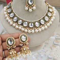 Gold Rodium Polish White and Off White color Necklace in Metal Alloy studded with Kundan, Pearl Luxury White Kundan Necklace For Wedding, Luxury White Kundan Necklace With Stone Work, White Stone Traditional Necklace, Luxury White Elegant Kundan Necklace, Heavy White Kundan Necklace With Pearls, Luxury White Kundan Necklace In 22k Gold, Traditional White Kundan Necklace With Round Beads, Heavy White Kundan Pearl Necklace, Traditional White Kundan Necklace With Pearl Pendant