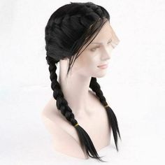 22" Black Long Double Box Braids Lace Front Wigs Synthetic Cornrow Braided Wigs  | eBay Wigs Synthetic, Braided Wigs, Be Fit, Cornrow, Cornrows Braids, Braids Wig, Synthetic Lace Front Wigs, Box Braids, Synthetic Fiber