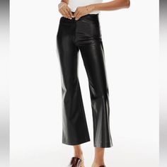 Aritzia Wilfred Adele High Rise Kick Flare Leather Look Pants Look And Feel So Much Like Real Leather You Would Never Know They Aren’t. They Are In The Cognac Shade ( True Colour Shown On Model Photos.) They Have A Front Zip Popper And Button Fly And Two Darts At The Back For A Tailored Fit Into The Waist . Brand New And Hung Up With Cottonwool Pads So Hanger Doesn’t Leave Marks On Waistband. Giftable Condition. Aritzia Melina Pant, Womens Plaid Dress, Real Leather Pants, Melina Pants, Melina Pant, Plaid Dress Pants, Vegan Leather Leggings, Suede Leggings, Aritzia Pants