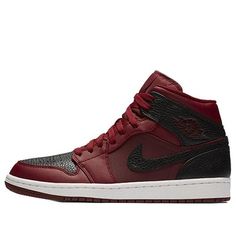 Air Jordan 1 Mid 'Reverse Banned' 554724-601 (AJ1/SNKR) University Red Leather Jordan Shoes For Streetwear, Mens Jordans, Jordans Retro, Nike Air Jordan 1 Mid, Nice Clothes, Swag Shoes, Air Jordans Retro, Air Jordan 1 Mid, Jordan 1 Mid