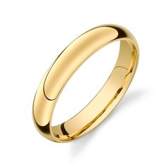 a yellow gold wedding ring on a white background