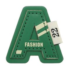 a patch with the letter a on it and a tag attached to it that says fashion