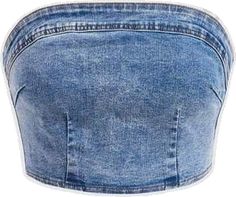 Trendy Stretch Blue Denim Skirt, Trendy High Waist Blue Tube Top, High-waisted Blue Denim Tube Top, Blue High Waist Tube Top Trendy, High Waist Blue Denim Tube Top, Casual Strapless Denim Crop Top, Y2k Fitted Denim Crop Top, Y2k Denim Fitted Crop Top, Fitted Denim Y2k Crop Top