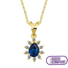 Yellow gold, white diamond and blue sapphire Material: Solid Gold (not gold plated or gold filled) Available Gold Color: Yellow gold, rose gold and white gold Karat: 14 K (585) Diamond weight: 0.05 ct Blue Sapphire: 0.05 ct Gold grams: 1.40 gr Diamond color: F-G Color Made to order Attention Next day shipping is for a yellow gold necklace. Available in 4 different chain lengths: 42 cm (16.5 in), 45 cm (18 in), 47 cm (18.5 in) or 49 cm (19 in). Model wears the 42 cm length. ★ ★ ★ I ship my produc Gold Teardrop Sapphire Necklace, Gold Sapphire Necklaces With Diamond Accents, Blue Cubic Zirconia Diamond Necklace For Gift, Blue Sapphire Necklace, Albany Ny, Flower Blue, Diamond Flower, Sapphire Necklace, Diamond Color