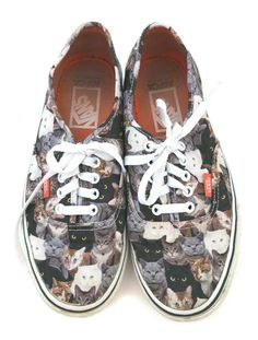 Vans Rare ASPCA Cat print lace up unisex sneakers Wms sz 9.5. Mens sz 8 Worn twice. No condition issues other than a few smudges to rubber that can be easily removed. Sold as is. Please see measurements for size-all sales are final. Length of sole 10.5" width of sole 3.5" PLEASE READ BEFORE YOU BUY About the Vintage / Preowned clothes I sell: As a long time seller, I source specifically to resell at reasonable prices and only select and list great items I feel are in very wearable / and or usabl Custom Vans Lace-up Sneakers With Rubber Sole, Vans Custom Lace-up Sneakers With Rubber Sole, Vans Custom Low-top Sneakers With Laces, Sporty Lace-up Canvas Shoes With Graphic Print, Casual Slip-on Sneakers With Graphic Print, Custom Vans Sneakers With White Sole Lace-up, Vans Custom Lace-up Sneakers With White Sole, Graphic Print Slip-on Sneakers For Streetwear, Casual Vans Custom Sneakers With Vulcanized Sole