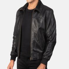 The black leather bomber jacket is a classic yet timeless outerwear style that perfectly blends military style and modern fashion. This leather jacket ensures comfort because of its soft and quilted lining inside. Made of premium-quality full-grain Leather, it is durable and long-lasting. It is perfect for casual evening get-togethers or formal day meetings. This bomber jacket eliminates the need to layer a jacket with a hoodie. Because of its warmth, it gives you a sleek yet sophisticated look. Black Leather Outerwear, Urban Leather Jacket For Business, Classic Black Leather Jacket With Padded Collar, Solid Leather Biker Jacket For Streetwear, Urban Leather Outerwear For Business, Urban Leather Biker Jacket With Padded Collar, Black Leather Jacket With Padded Collar For Business, Black Leather Biker Jacket With Padded Collar, Black Leather Outerwear With Padded Collar