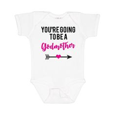 you're going to be a godmother Infant Creeper. Our unisex one piece baby bodysuit make great gift for newborns, babies, infants, baby showers and expectant moms. An ideal gift for any new parent who will want one in every color. Infant Creeper. Size: Newborn.  Color: White. Preemie Babies, White Onesie, Godmother Gifts, Baby Boy Or Girl, Short Sleeve Bodysuit, Baby Boy Gifts, Godmother, Baby Boy Newborn, Baby Month By Month