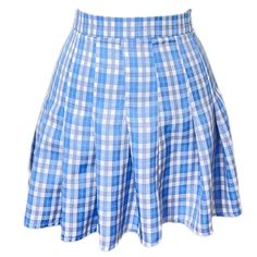 100% POLYESTER Zipper Closure Plaid Tennis Skirt Summer School Relaxed Skirt, Summer School Lined Skirt, Blue Mini Length Skirt For School, Blue Pleated Skort For School, Blue Pleated Skirt For School In Spring, Blue Mini Length Tennis Skirt For School, Light Blue High Waist Lined Skirt, Light Blue Flared Casual Skirt, Preppy Blue Pleated Skirt For Spring