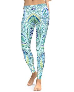 The Gearbunch Blue and Green Paisley Leggings is a calming and peaceful mix of soft blue, green and white, with a touch of pink and purple are perfect for summer workouts. Our designer has created yet another high quality and unique Gearbunch Paisley legging, perfect for workouts, yoga, and everyday life. Be Bright, Be Happy, Be You with Gearbunch. Multicolor Casual Yoga Pants For Pilates, Casual Multicolor Yoga Pants For Pilates, Blue Full Length Yoga Pants For Spring, Multicolor Bottoms For Pilates, Casual Blue Bottoms For Pilates, Full Length Green Yoga Pants, Casual Multicolor Leggings For Pilates, Green Long Yoga Pants For Pilates, Casual Multicolor Yoga Pants