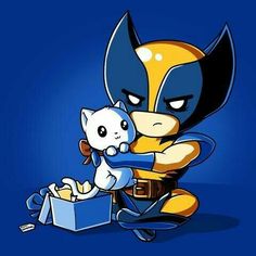 a cartoon character is holding a cat in his arms