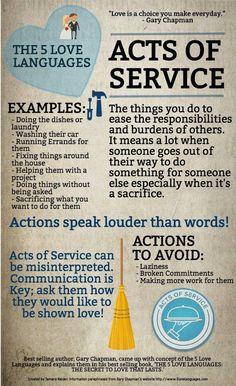 Acts of Service - 5 Love Languages by Gary Chapman    #lovelanguages #marriage #relationships Acts Of Service Love Language, Psychology Infographic, Better Wife, Acts Of Service, Love Is A Choice, Five Love Languages, 5 Love Languages, Healthy Marriage, Love Language