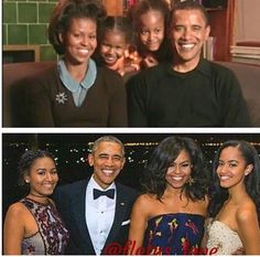 the obama family is posing for pictures together