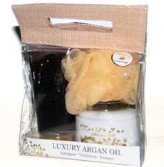 Travel Pack Argan Oil Premium Bath Spa Gift Set, Shower Gel, Body Lotion & Bath Puff in a PVC Bag Travel Skincare, Pvc Bag, Travel Pack, Travel Toiletries