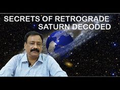 a man sitting in front of a galaxy with the words secrets of retrograde saturn decoded