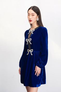 Haven A-line Long Sleeved Velvet Mini Dress | MEAN BLVD Velvet A-line Cocktail Dress, Elegant A-line Velvet Party Dress, Evening A-line Velvet Dress, Elegant Royal Blue A-line Dress, Luxury A-line Dresses For Dinner, Velvet A-line Evening Dress, Glamorous Velvet Mini Dress For Formal Events, Holiday Velvet Mini Dress For Cocktail Events, Glamorous Formal Velvet Mini Dress