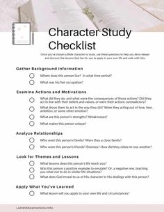 the character study checklist for shakespeare's play, which is written in black and white